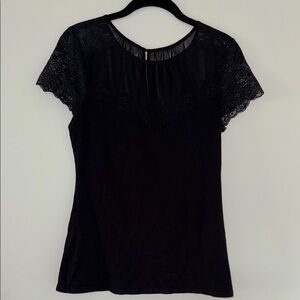 Express black shirt with lace detail